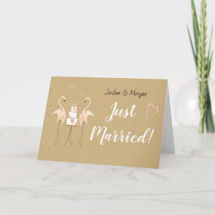 Flamant rose Mariage Noms Seulement Marié Carte Pa