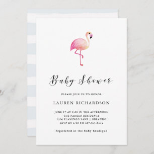 Flamant rose moderne  Invitation Baby shower