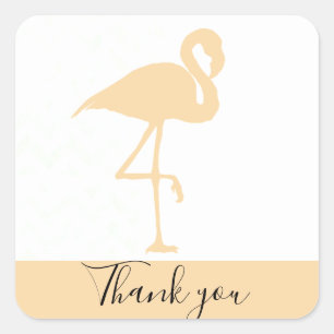 Flamant rose moderne, Sticker Carré Merci