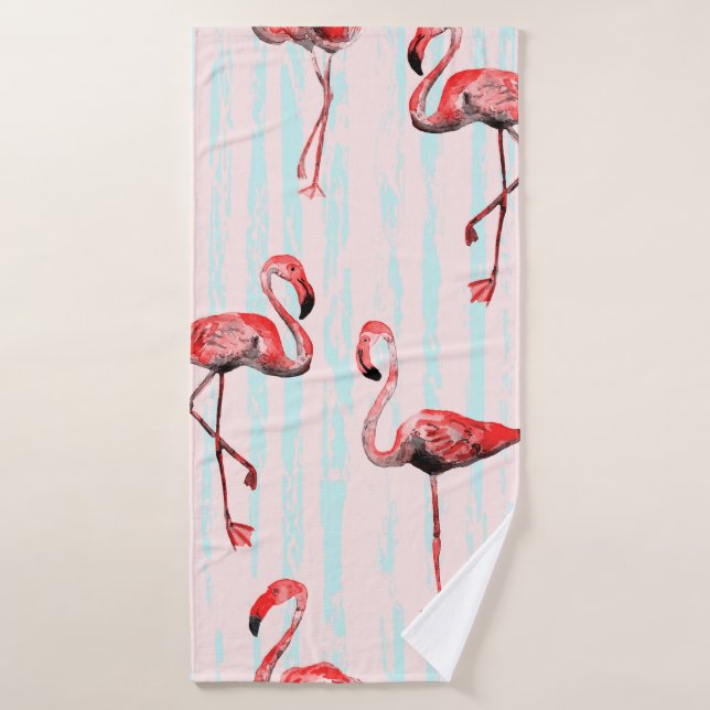 Flamant rose motif transparent (Serviette de bain)