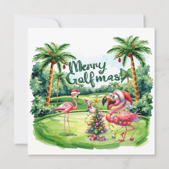 Flamant rose Noël Golfeur dans le terrain de golf (Devant)