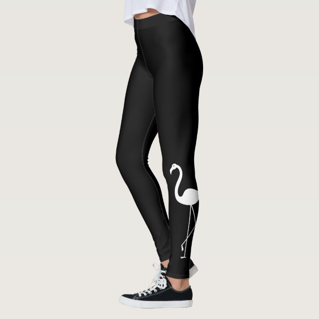 Flamant rose noir et blanc super mignon Leggings (Gauche)