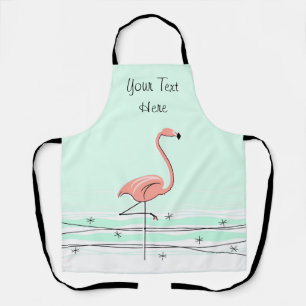 Flamant rose Ocean Aqua Texte sur tout le tablier