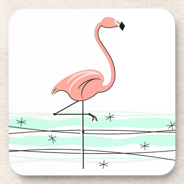 Flamant rose Ocean dessous de verre en plastique (Devant)