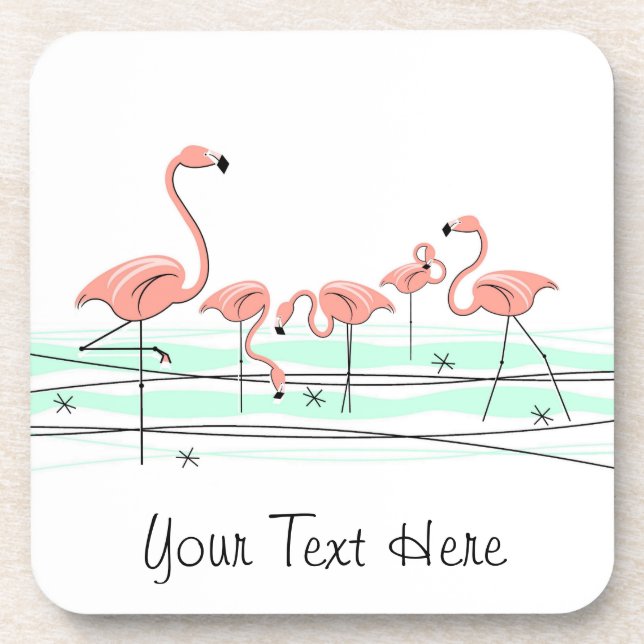 Flamant rose Ocean Group dessous de verre de texte (Devant)