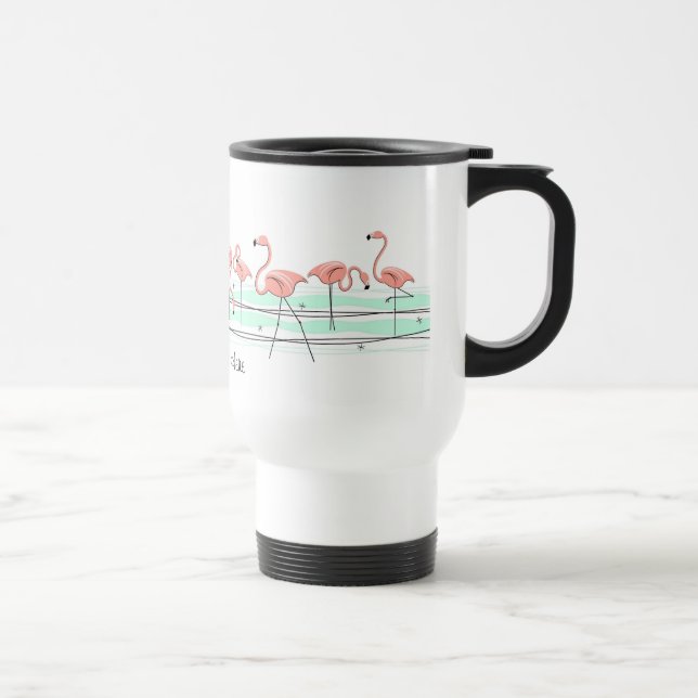 Flamant rose Ocean Line 'Texte' tasse de voyage (Droite)