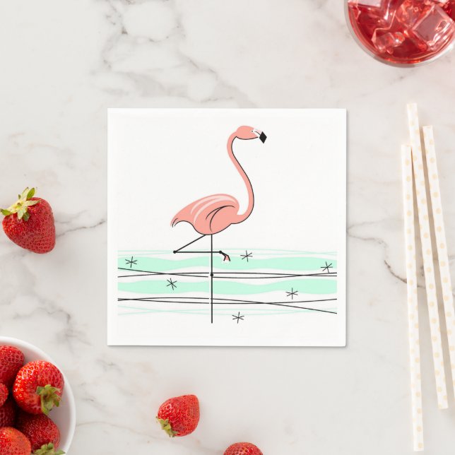 Flamant rose Ocean serviettes en papier (En situation)