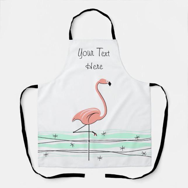 Flamant rose Ocean Text partout sur tablier (Recto)