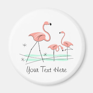 Flamant rose Ocean Trio 2 aimant texte