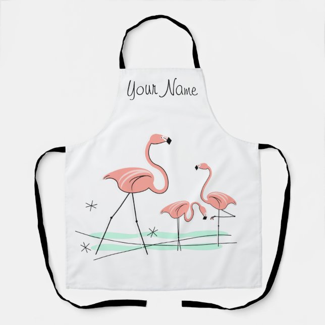 Flamant rose Ocean Trio 2 Nom tablier (Recto)