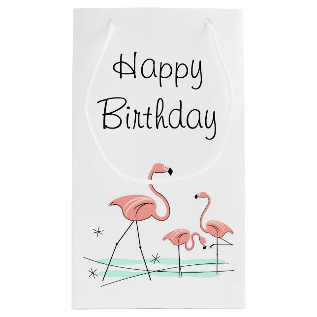 Flamant rose Ocean Trio 2 Sac cadeau texte petit (Dos)