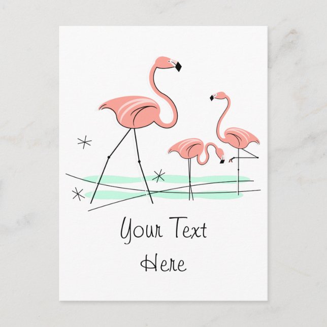 Flamant rose Ocean Trio 2 Texte carte postale (Devant)