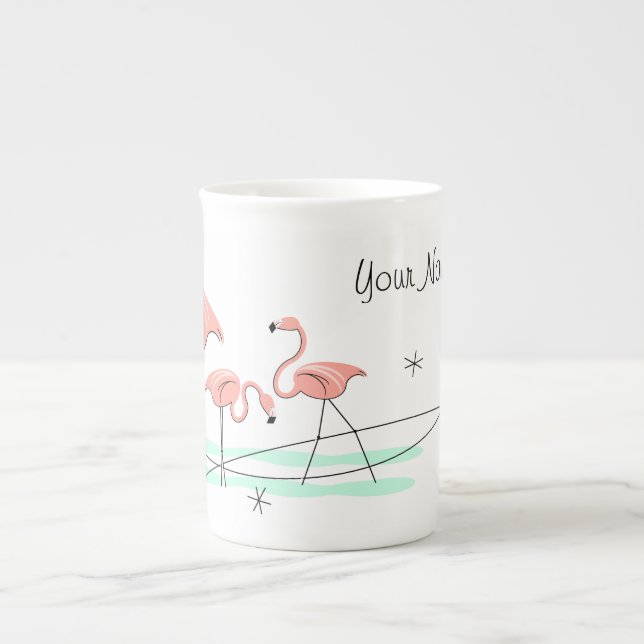 Flamant rose Ocean Trio Nom os chine mug (Devant)