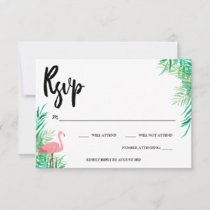 Flamant rose & Palm Feuilles RSVP