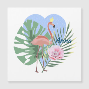 Flamant rose palmier feuille tropicale