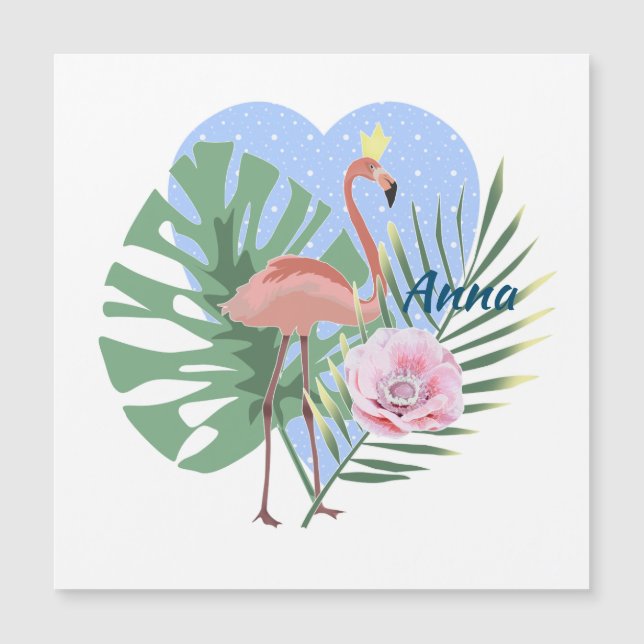 Flamant rose palmier feuille tropicale (Devant)