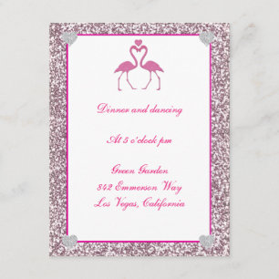 Flamant rose Parties scintillant rose Faux Carte d