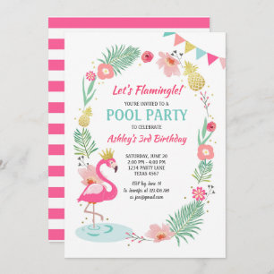 Flamant rose Pool invitation à la fête Anniversair