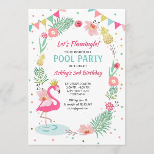 Flamant rose Pool invitation à la fête Anniversair
