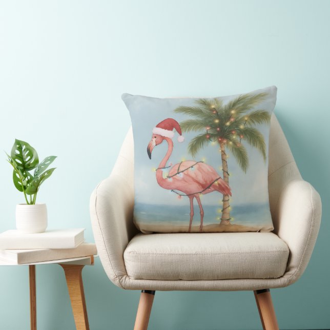 Flamant rose Retro Coussin de Noël (Chaise)