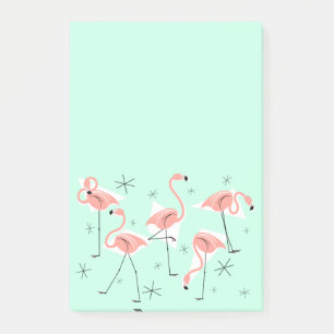 Flamant rose Retro Vert post-it note verticale