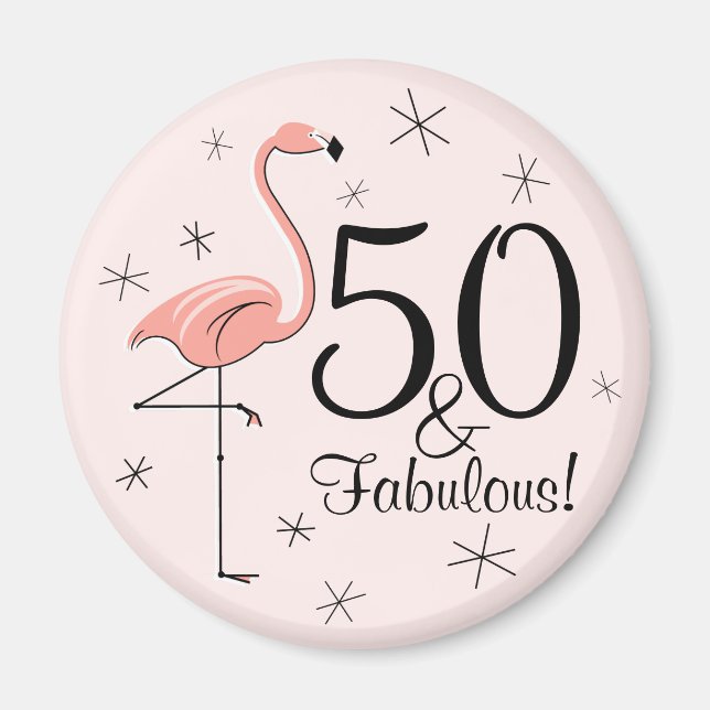 Flamant rose rose 50 et fabuleux ! aimant (Devant)