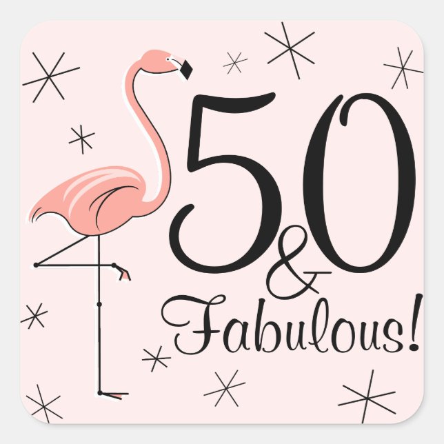 Flamant rose Rose '50 et Fabulous!' autocollant aq (Devant)