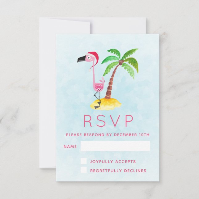 Flamant rose rose à Santa Hat RSVP (Devant)