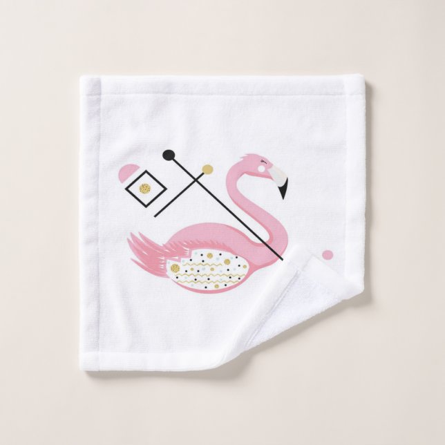 Flamant rose rose Abstrait | Amoureux de Flamants  (Gant de toilette)