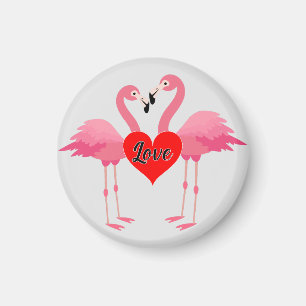 Flamant rose rose Amour Design - Aimant : Magnet c