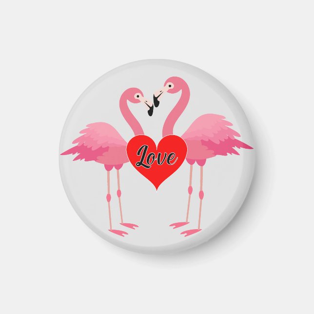 Flamant rose rose Amour Design - Aimant : Magnet c (Devant)