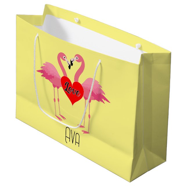 Flamant rose rose Amour Design - Sac cadeau - Gran (Devant Angle)