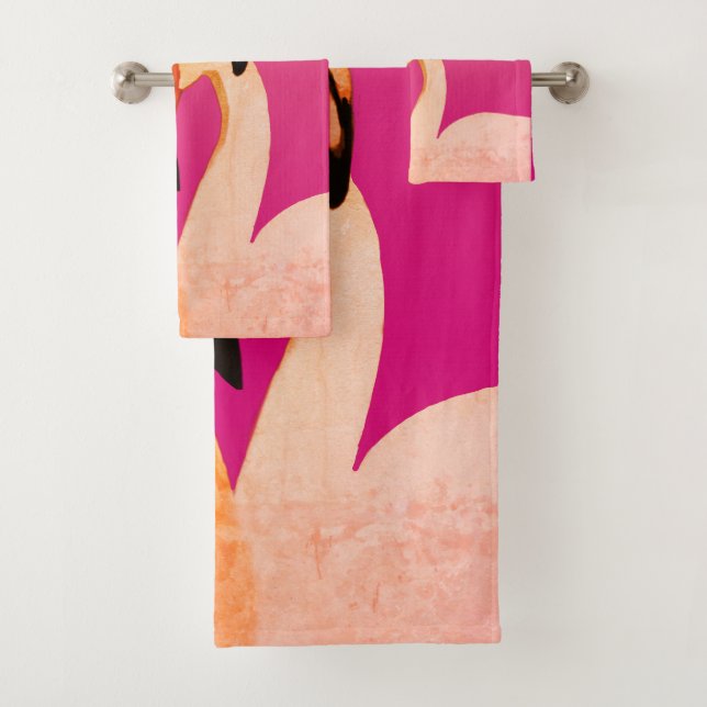 Flamant rose rose Amour Salle de bain Ensemble de  (En situation)