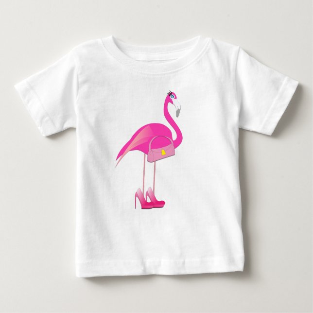 Flamant rose rose - Baby Fine Jersey T-shirt  (Devant)