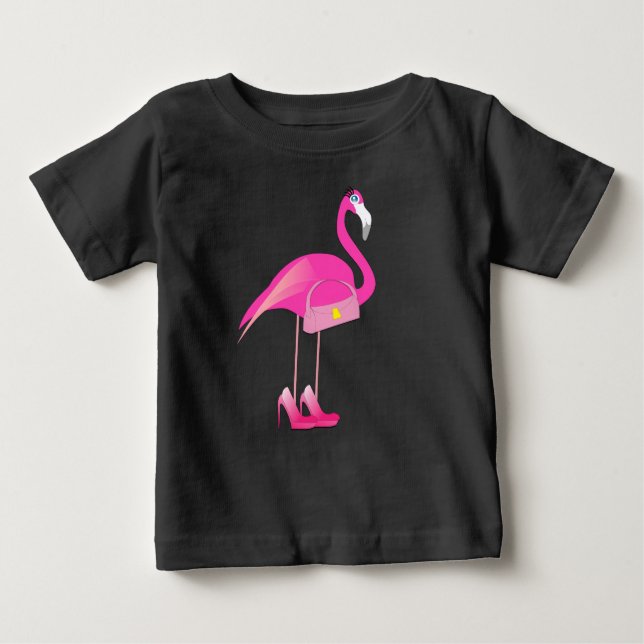 Flamant rose rose - Baby Fine Jersey T-shirt  (Devant)