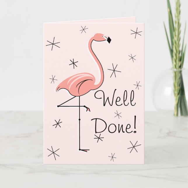 Flamant rose rose bien fait! texte avant carte de  (Devant)