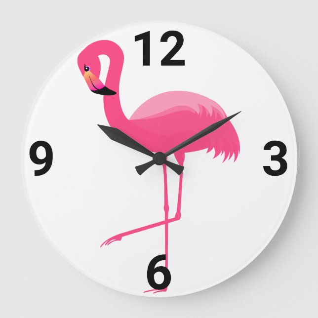 FLAMANT ROSE ROSE BLANC HORLOGE DU MUR (Recto)