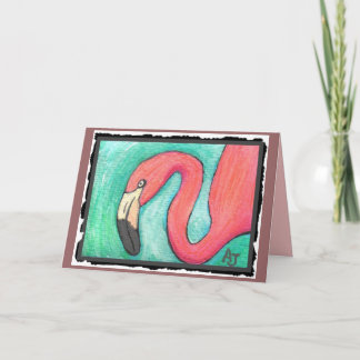 Flamant rose rose - carte de voeux artsy