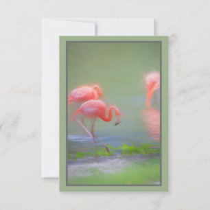 Flamant rose rose Carte pour notes blanc artistiqu