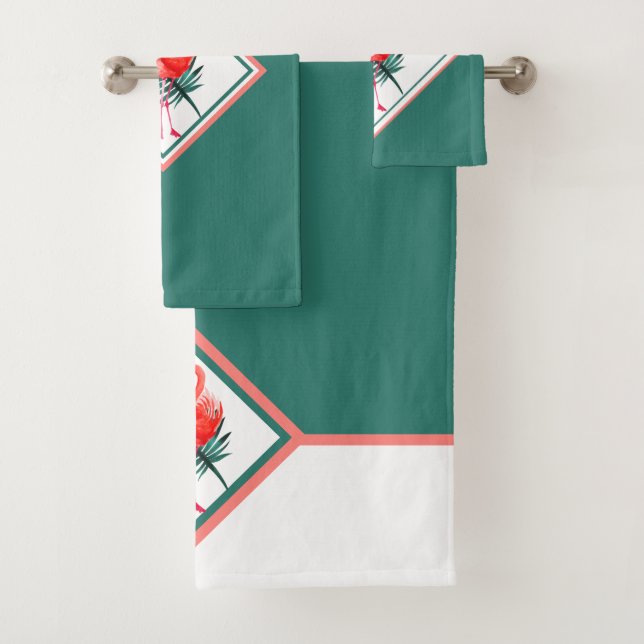 Flamant rose rose corail sur vert tropical (En situation)