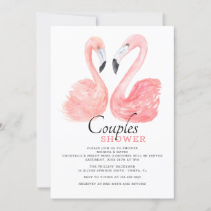 Flamant rose rose Couples douche Invitation