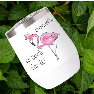 Flamant rose rose Couronne rose Oh Horloge J'ai 40