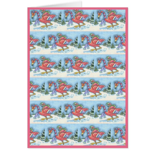 FLAMANT ROSE ROSE DE NEIGE PROFONDE, CARTE DE RÉJO (Devant)