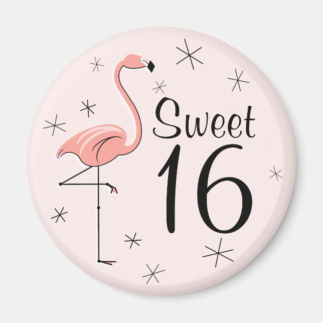 Flamant rose rose doux 16 aimant (Devant)