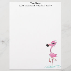 Flamant rose rose en papier à en-tête Customisé