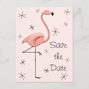 Flamant rose rose "Enregistrer la date" carte post