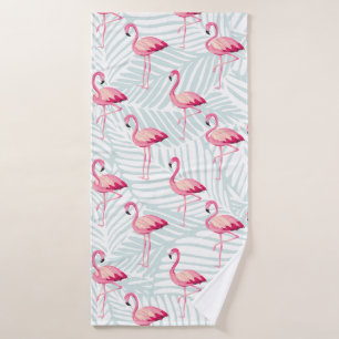 Flamant rose rose et Feuilles de palme - Cute