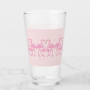 Flamant rose rose et rayures Verre à boire