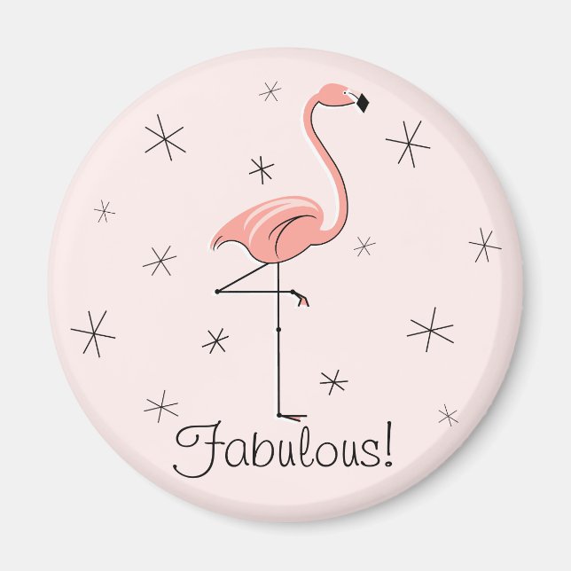 Flamant rose rose Fabrique aimant (Devant)