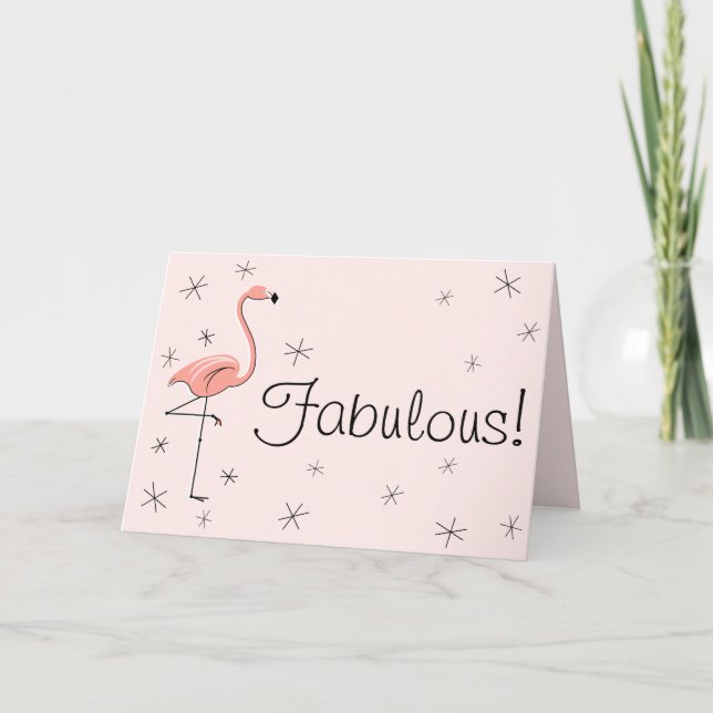Flamant rose Rose Fabulous! carte de voeux (Devant)